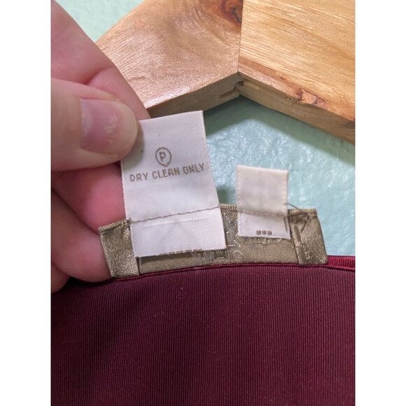 Vintage The Territory Ahead Women's Red Maroon Velvet Long Sleeve Midi Dress Med - Picture 7 of 8